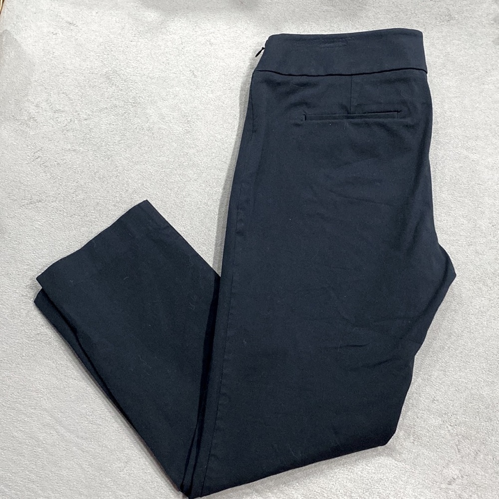 Loft Zoe Cropped Black Pants Zipper On Side Women's Size 8 !